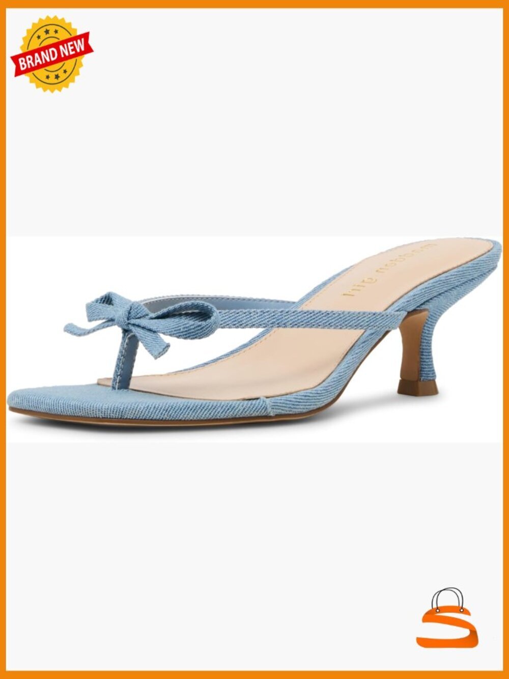 Kitten Heel Open Square Toe Sandal PU Slip On Padded Footbed
